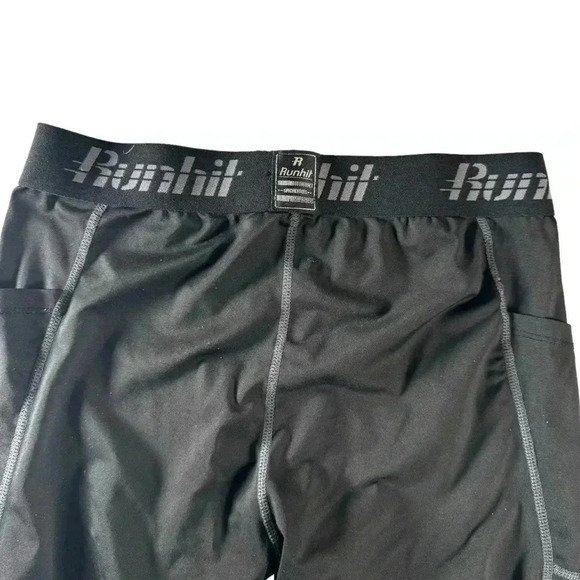 Runhit Boys Leggings Elastic Waist Medium Black Sports Football Baseball Soccer - Picture 12 of 13